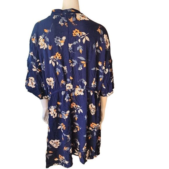 Maurices Blue Floral Drawstring Kimono (0/1) - Picture 5 of 6